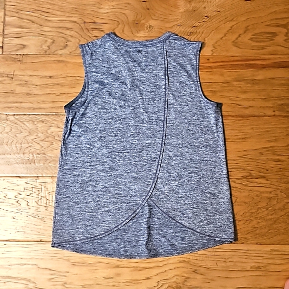 Athleta Heather Gray Black Tulip Back Workout Tank Top Small Criss Cross - Picture 6 of 8